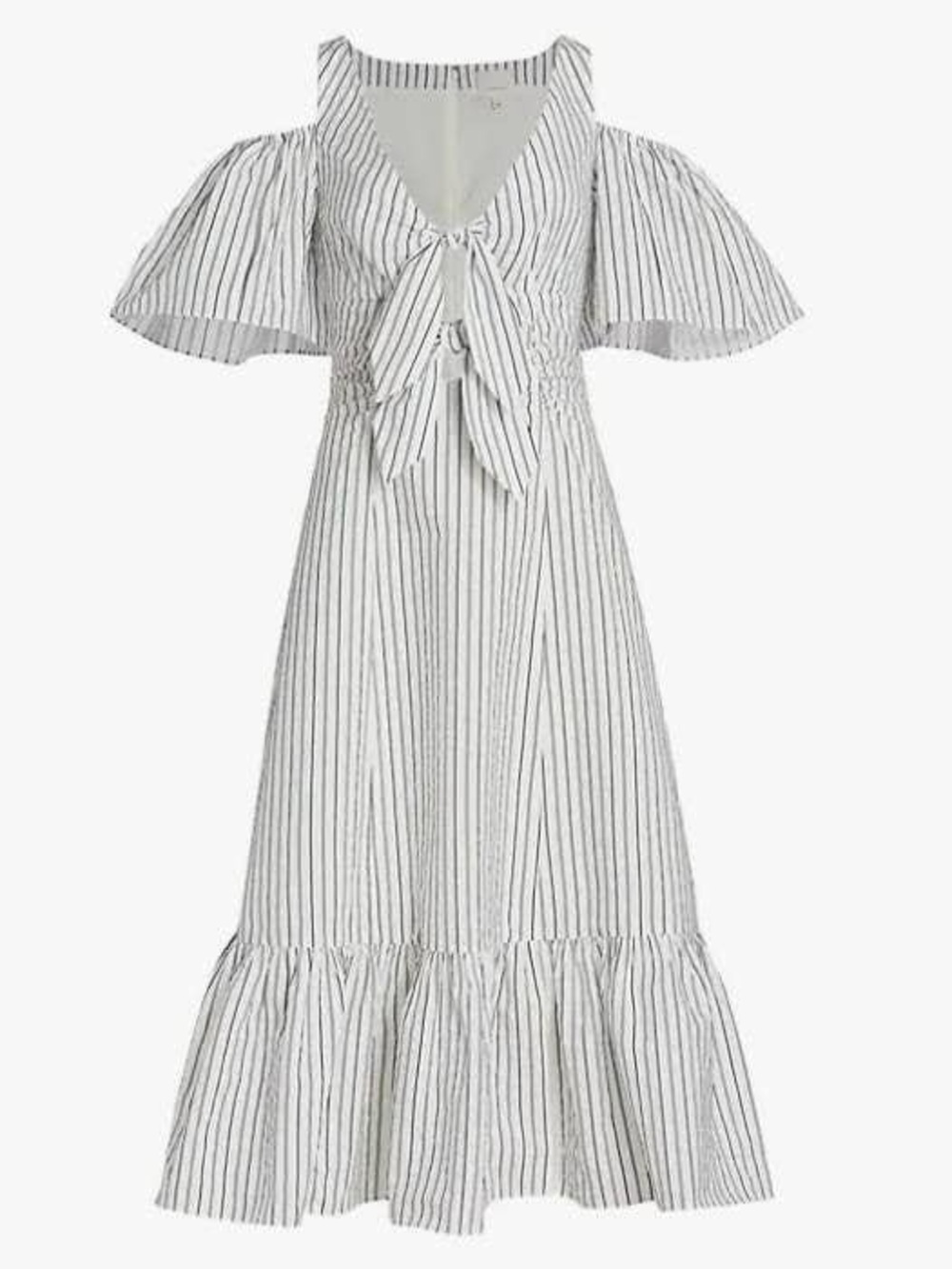 CINQ A SEPT Laurel Cold-Shoulder Knotted Cutout Midi Dress - Picture 2 of 14